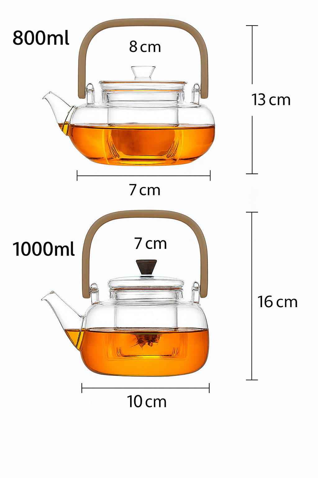 Théière Sakura – Théière en verre borosilicate transparente (800ml-1L)