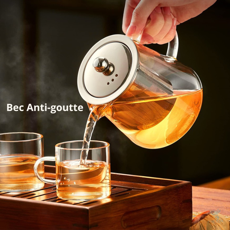 Théière Élise – Théière en verre borosilicate transparente | Infuseur inox intégré