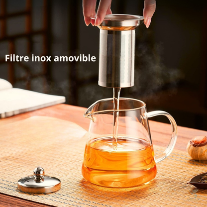 Théière Élise – Théière en verre borosilicate transparente | Infuseur inox intégré