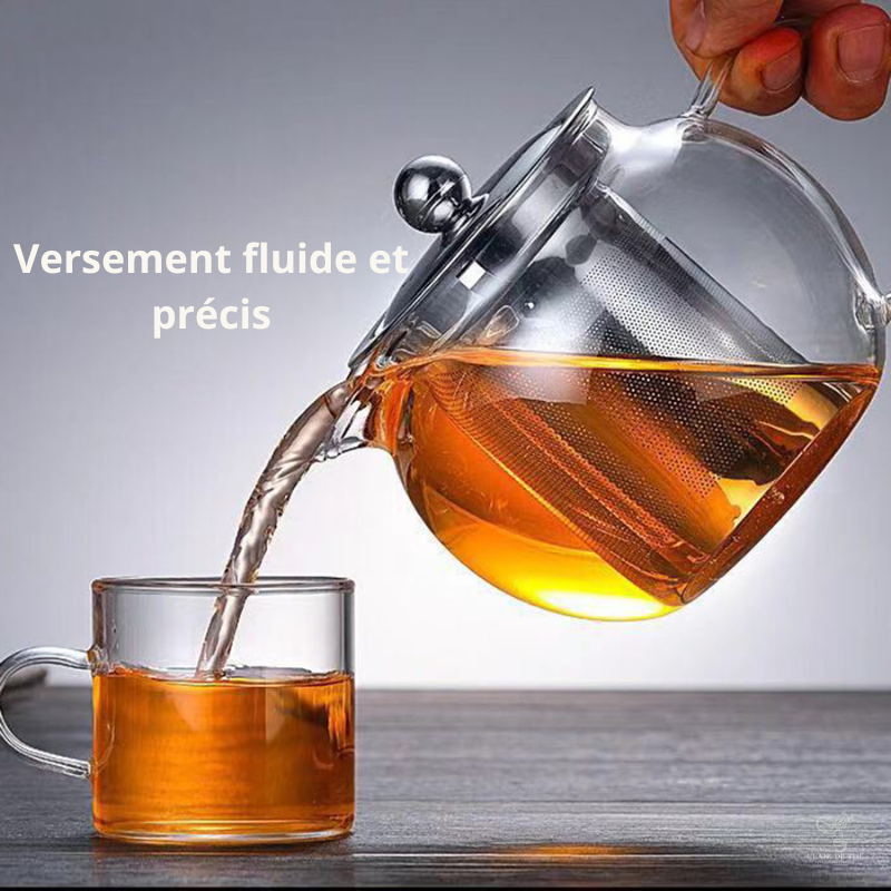 Théière Sophie – Théière en verre borosilicate ronde avec infuseur inox intégré (650ml-1.3L)