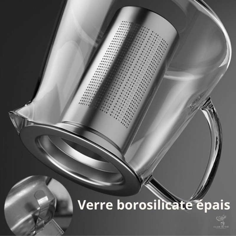 Théière Élise – Théière en verre borosilicate transparente | Infuseur inox intégré