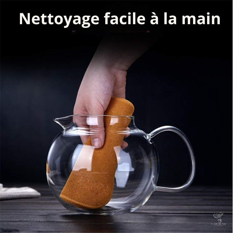 Théière Sophie – Théière en verre borosilicate ronde avec infuseur inox intégré (650ml-1.3L)