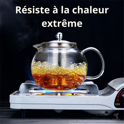 Théière Sophie – Théière en verre borosilicate ronde avec infuseur inox intégré (650ml-1.3L)