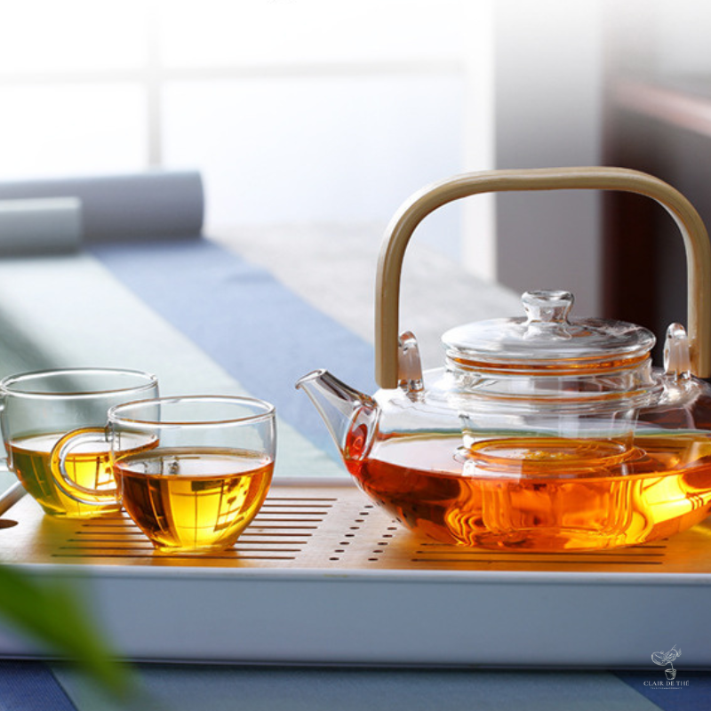 Théière Sakura – Théière en verre borosilicate transparente (800ml-1L)