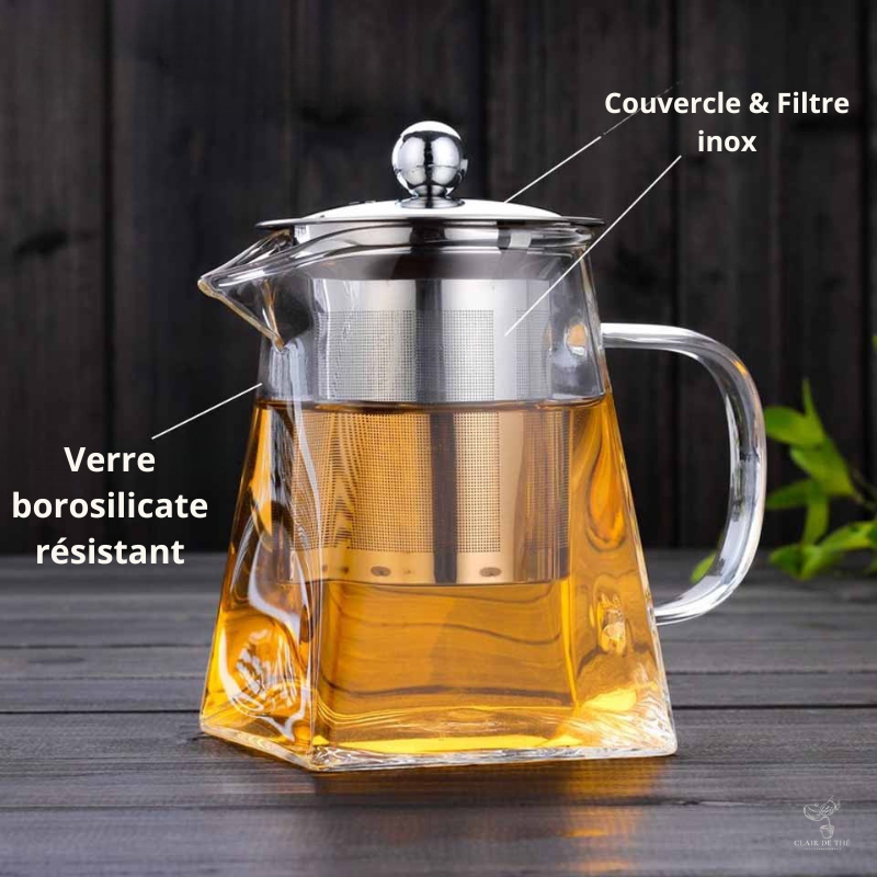 Théière Alma – Théière en verre borosilicate avec infuseur inox (350 ml – 950 ml)