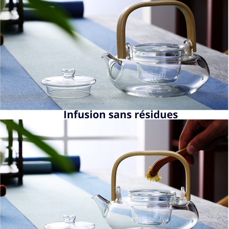 Théière Sakura – Théière en verre borosilicate transparente (800ml-1L)