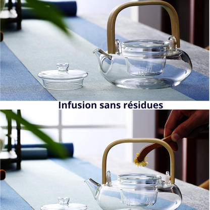Théière Sakura – Théière en verre borosilicate transparente (800ml-1L)