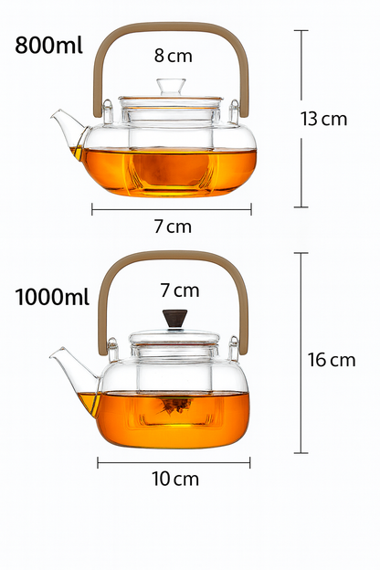 Théière Sakura – Théière en verre borosilicate transparente (800ml-1L)
