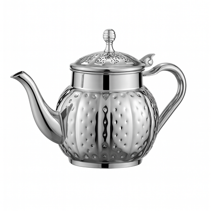 Théière Maha – Théière marocaine martelée en acier inoxydable doré ou argenté (800 ml)