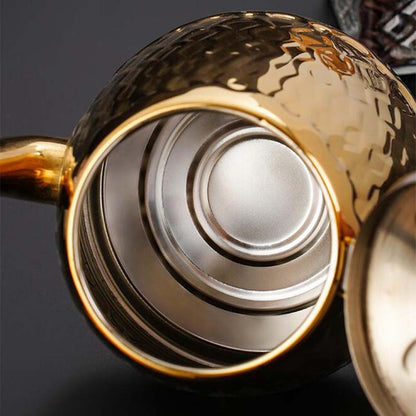 Théière Amina – Théière marocaine en acier inoxydable doré ou argenté (1 L)