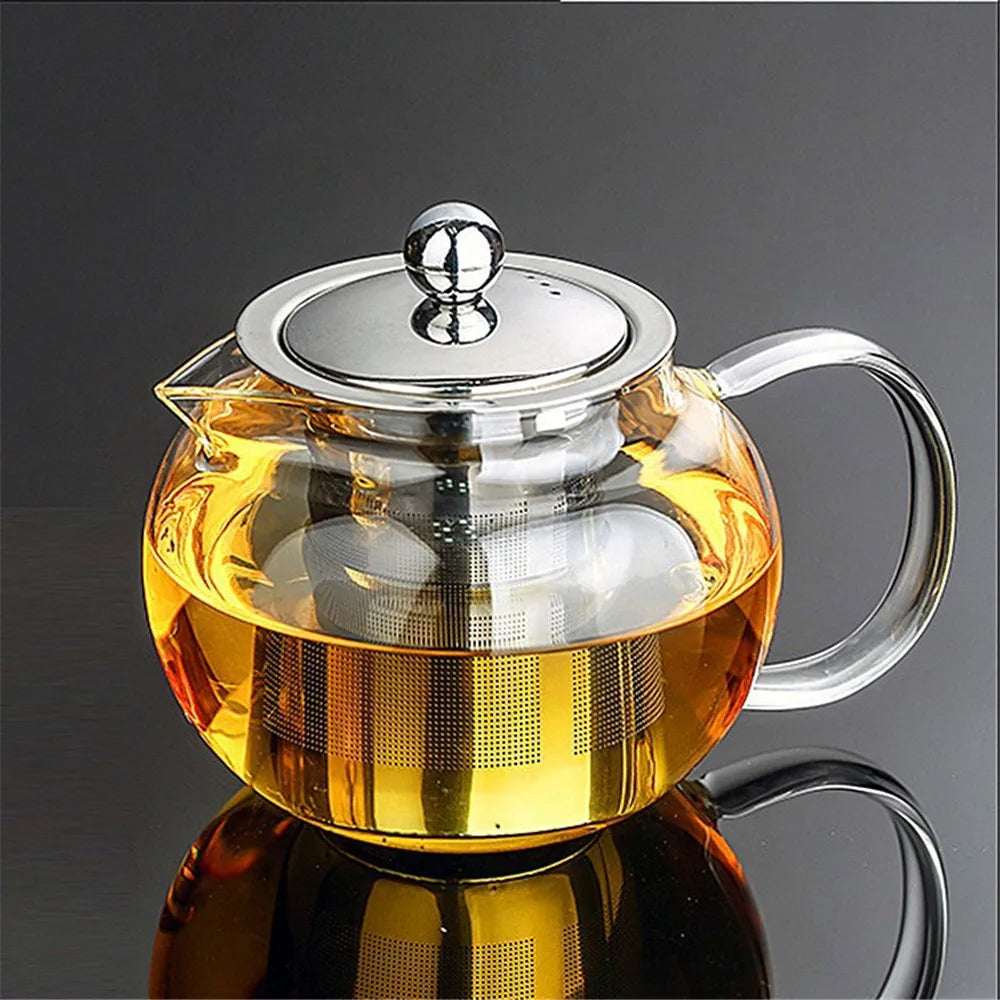Théière Sophie – Théière en verre borosilicate ronde avec infuseur inox intégré (650ml-1.3L)