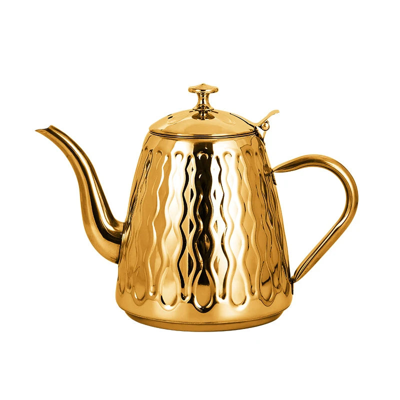 Théière Amina – Théière marocaine en acier inoxydable doré ou argenté (1 L)