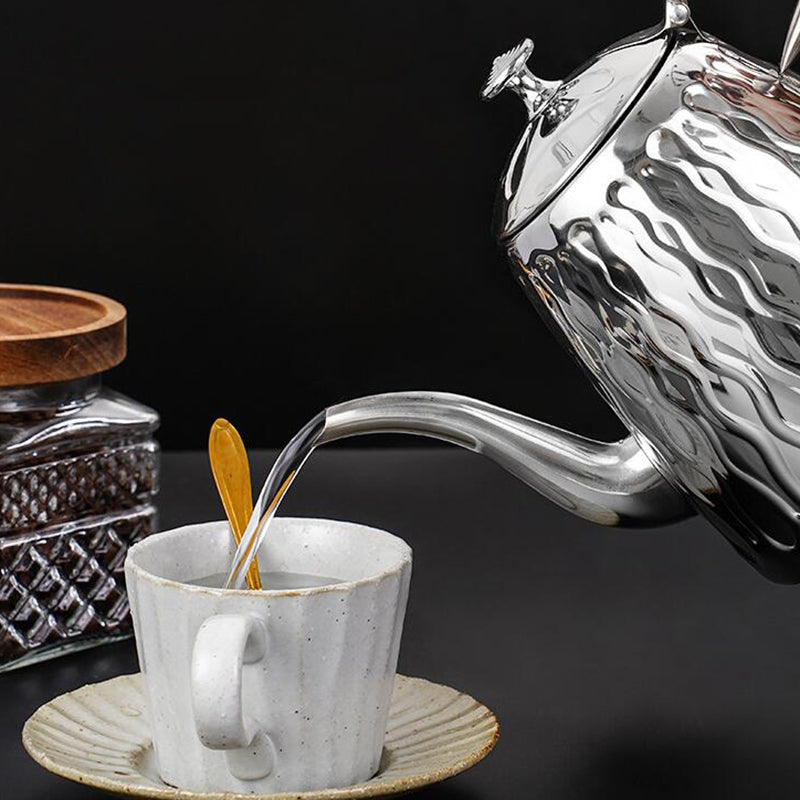 Théière Amina – Théière marocaine en acier inoxydable doré ou argenté (1 L)