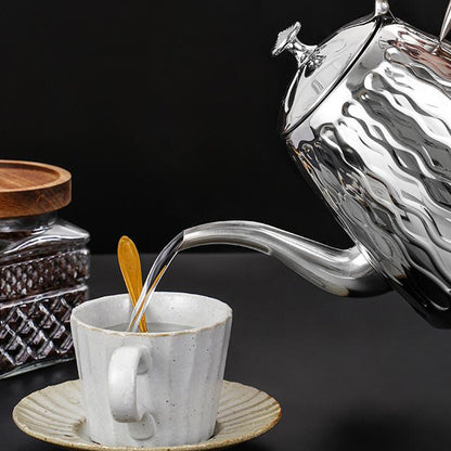 Théière Amina – Théière marocaine en acier inoxydable doré ou argenté (1 L)