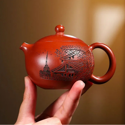 Théière Xishi Zisha – Théière en céramique d’argile violette Yixing | Sculptée à la main & pureté artisanale (149 ml)