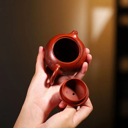 Théière Xishi Zisha – Théière en céramique d’argile violette Yixing | Sculptée à la main & pureté artisanale (149 ml)