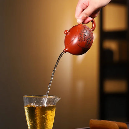 Théière Xishi Zisha – Théière en céramique d’argile violette Yixing | Sculptée à la main & pureté artisanale (149 ml)