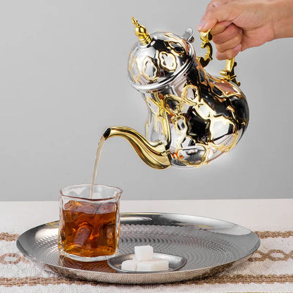 Théière “Amira” – Théière Marocaine en Acier Doré, Argenté ou Cuivré | 1,4 L