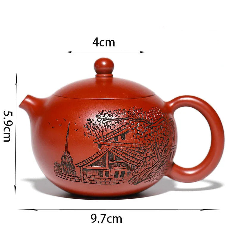 Théière Xishi Zisha – Théière en céramique d’argile violette Yixing | Sculptée à la main & pureté artisanale (149 ml)