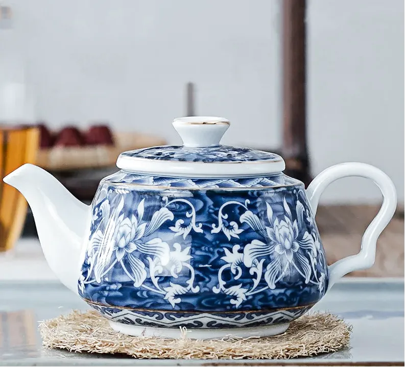 Théière Anastasia en porcelaine émaillée bleue, vue supplémentaire