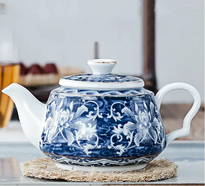 Théière Anastasia en porcelaine émaillée bleue, vue supplémentaire
