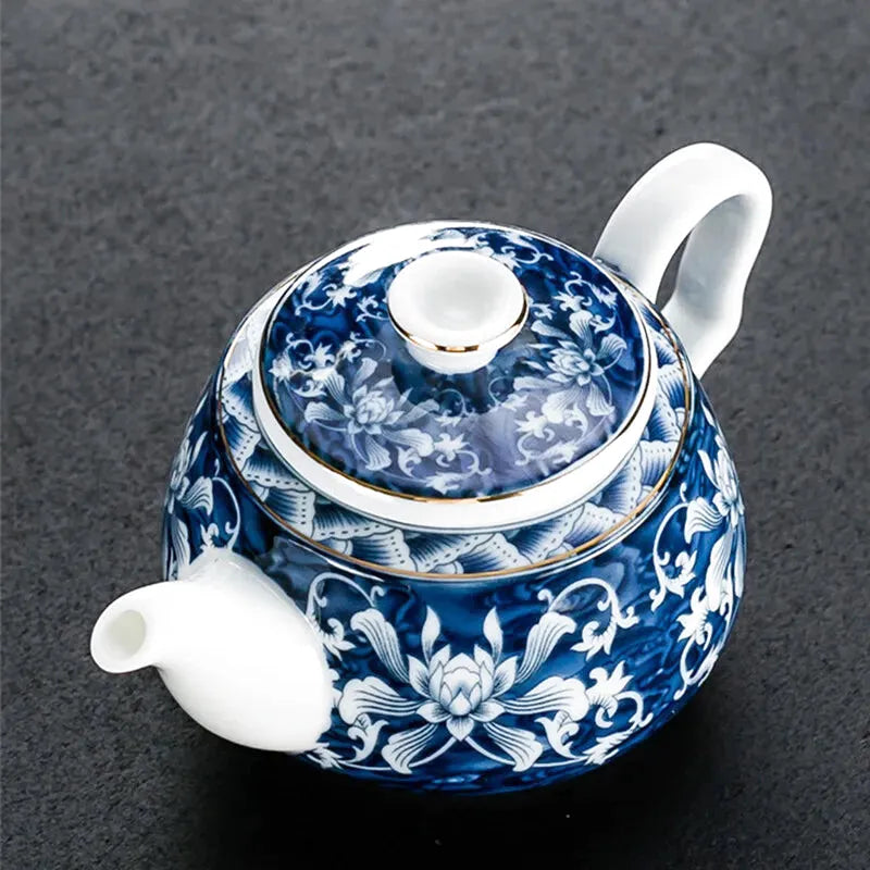 Théière Anastasia en porcelaine émaillée bleue, vue supplémentaire