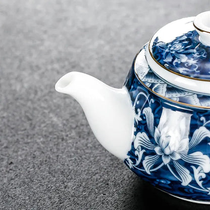 Théière Anastasia en porcelaine émaillée bleue, vue supplémentaire
