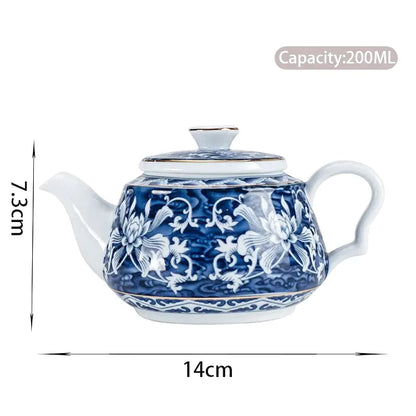 Théière Anastasia en porcelaine émaillée bleue, vue supplémentaire