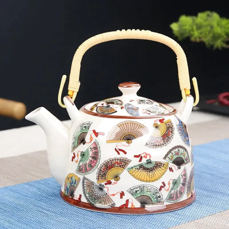 Théière Calliope, motif éventails multicolores