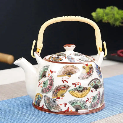 Théière Calliope, motif éventails multicolores
