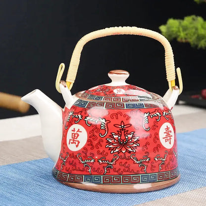 Théière Calliope, motif rouge tradition chinoise