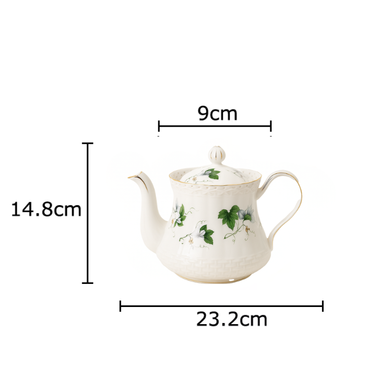 Théière Célestine en porcelaine émaillée, fond blanc