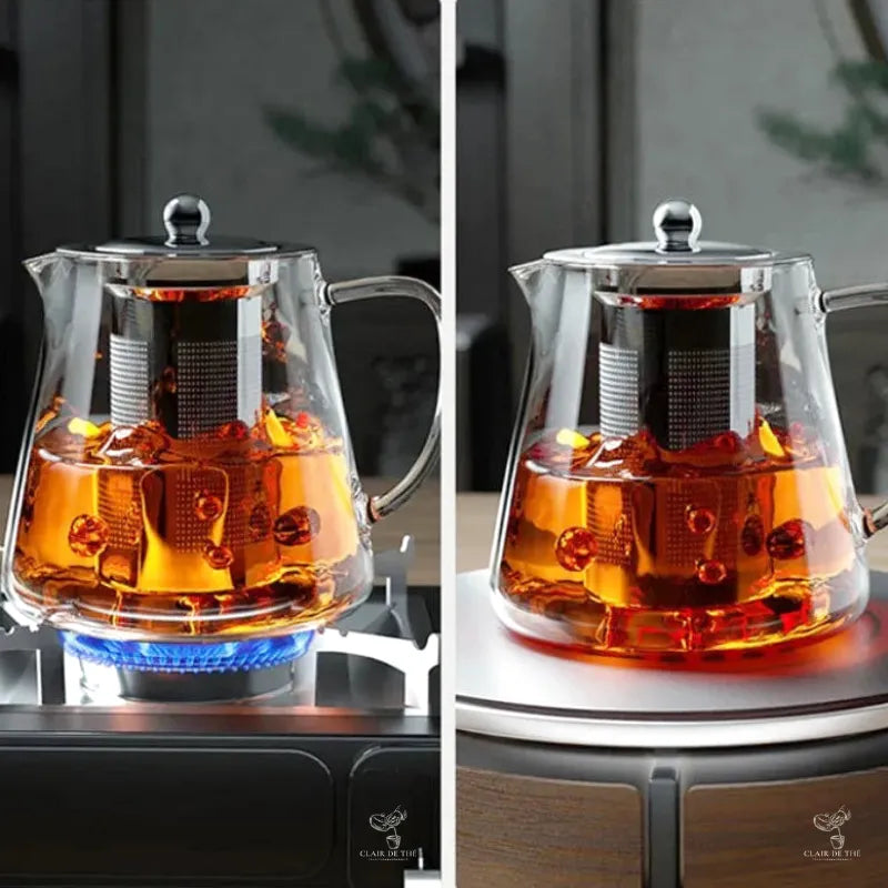 Théière Élise – Théière en verre borosilicate transparente | Infuseur inox intégré (450ml-1350ml)