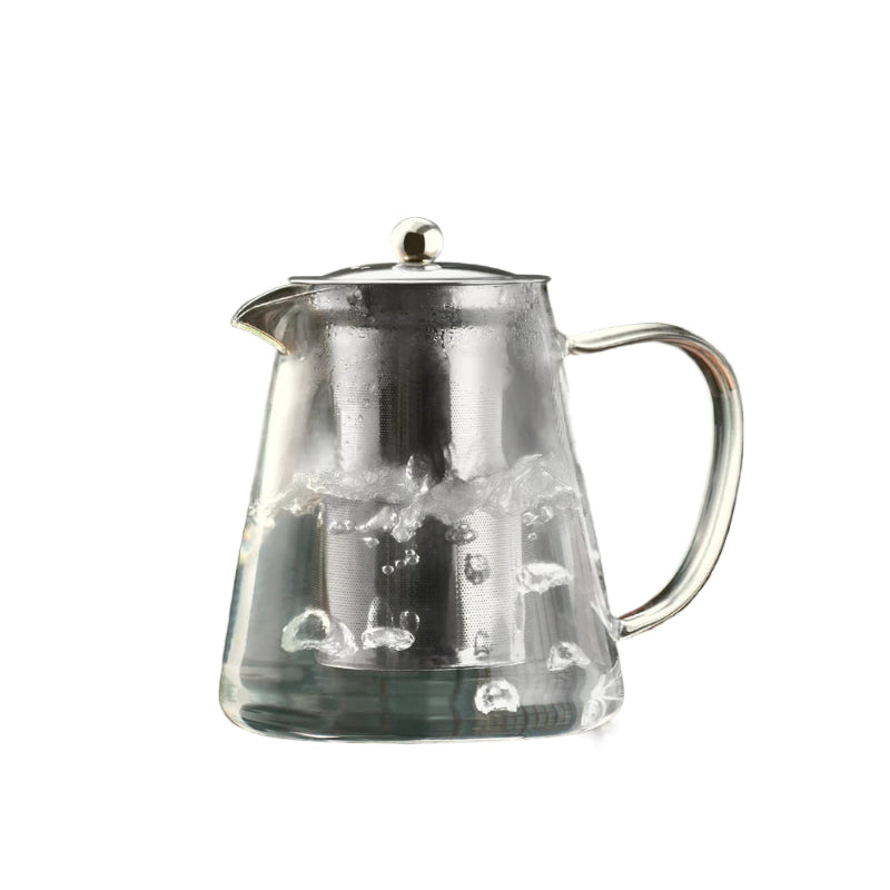 Théière Élise en verre borosilicate transparent, infuseur inox intégré