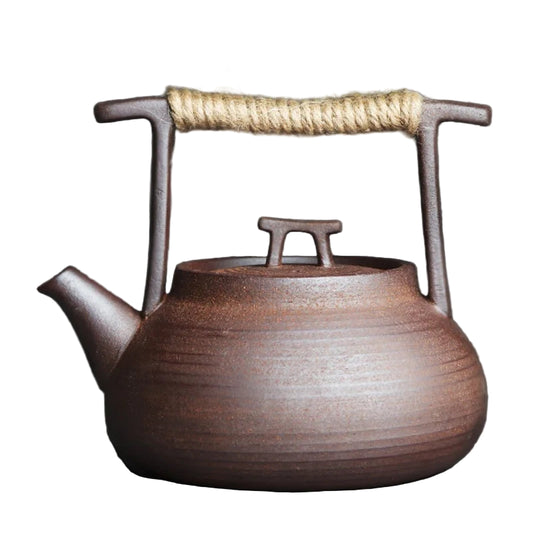 Théière Kyōro en grès céramique brun, inspiration japonaise