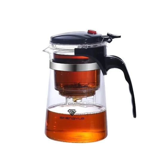 Théière Léna en verre borosilicate, avec mécanisme de filtration par pression