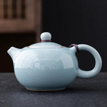Théière Liu Yun – Théière chinoise en porcelaine Ge Yao céladon fissurée (200 ml)