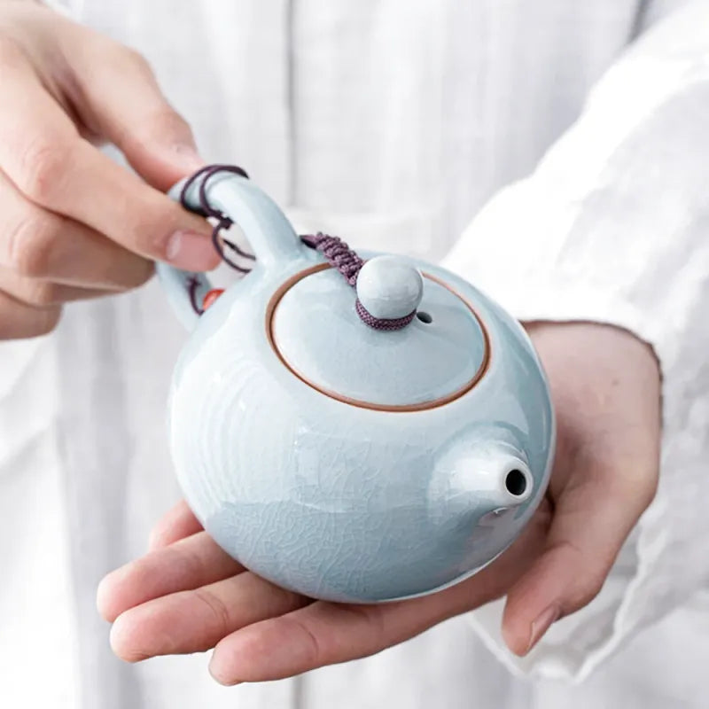 Théière Liu Yun – Théière chinoise en porcelaine Ge Yao céladon fissurée (200 ml)