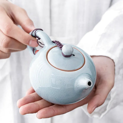 Théière Liu Yun – Théière chinoise en porcelaine Ge Yao céladon fissurée (200 ml)