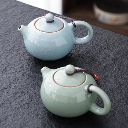 Théière Liu Yun – Théière chinoise en porcelaine Ge Yao céladon fissurée (200 ml)