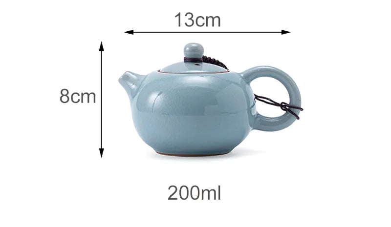 Théière Liu Yun – Théière chinoise en porcelaine Ge Yao céladon fissurée (200 ml)