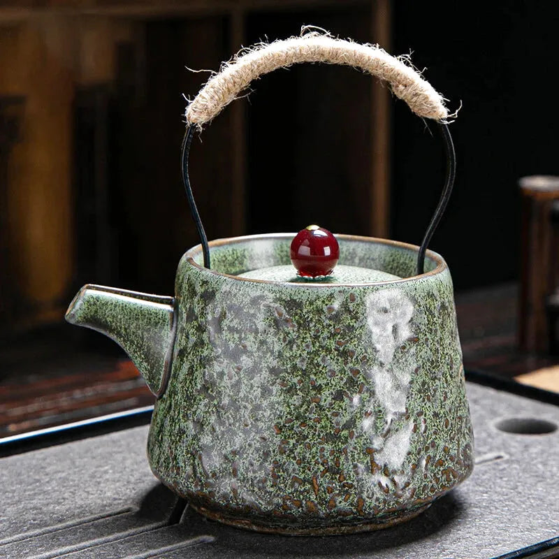 Théière Sayuri, coloris vert marbré rustique