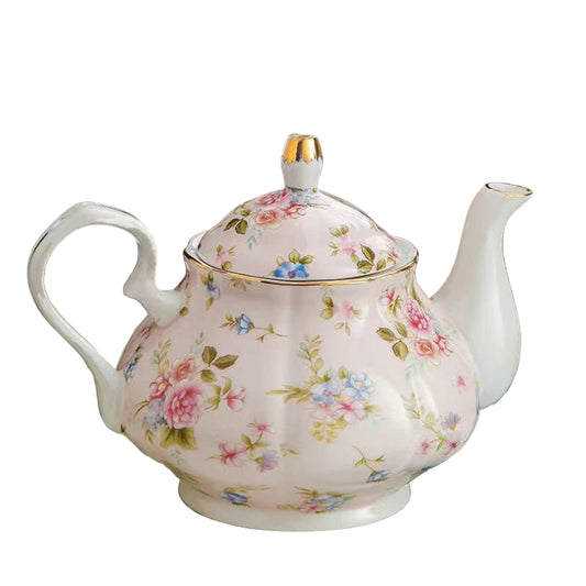 Théière Séraphina en porcelaine émaillée, motifs floraux, touches dorées