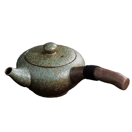 Théière Wabi Sabi en terre cuite émaillée, style Kyusu